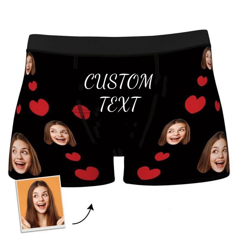 Handimake Customized Men's Underwear, Personalized Picture or Text boxy underwear, Gifts for Boyfriend Husband Multi