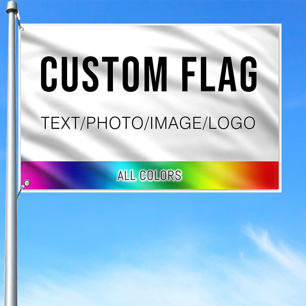 Handimake Custom Flags Outdoor, Make Your Own Flag/Logo/Design/Words Personalized Outdoor Flags Banners for Flag, Music Festival, Pride, School, Company Decoration Gift