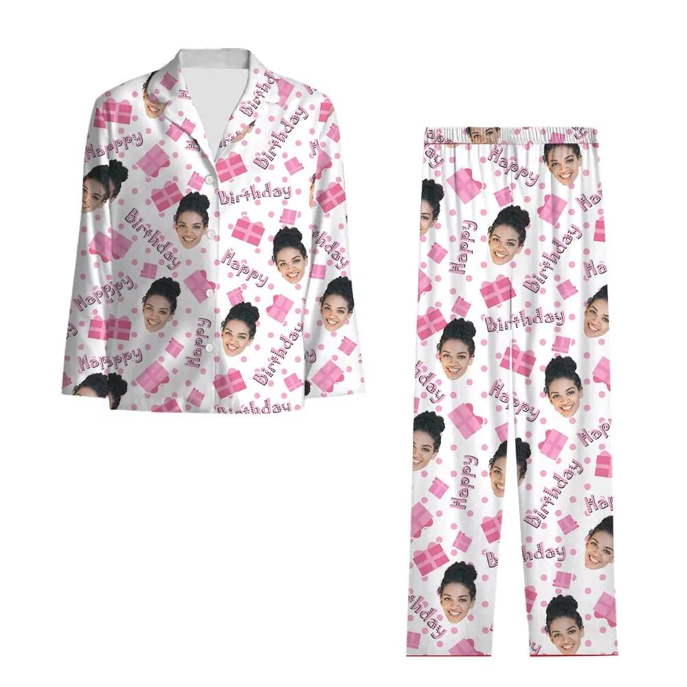 Handimake Customized Printed Pajama Set, Personalized Facial Photo Home Clothes, Pet Face Photo Pet Printed Pajamas, Family or Friend Pajama Gifts Multicolor