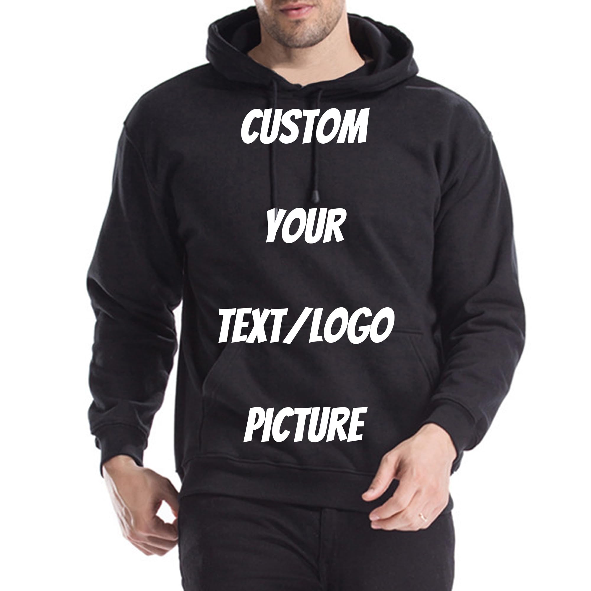 Handimake Unisex Design Your Own Hoodie-Custom Hoodies Team Sweatshirts-Add Your Own Text/Logo/Picture/Anythings Design Personalized Front & Back Sweatshirt Hoodie-Gift for Couple Lovers Husband Boyfriend