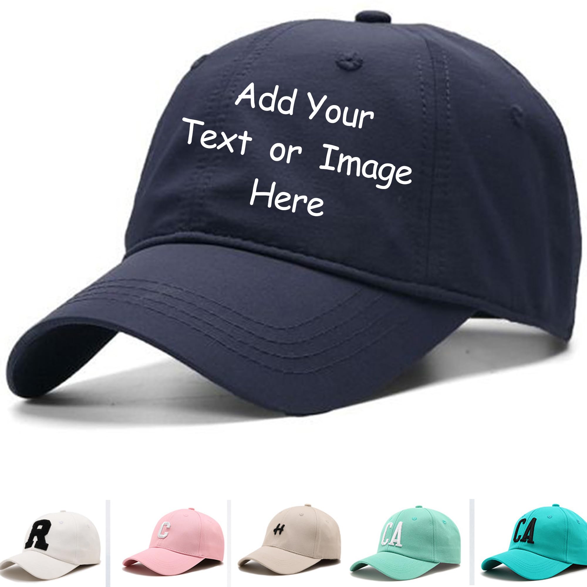 Handimake Custom Hat, Embroidered Baseball Adjustable Hat/Cap with Your Text/Logo-Your Own Text Personalized Dad Hats Gift