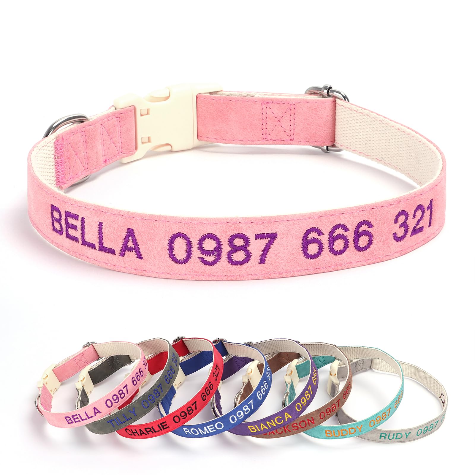 Handimake Customized Leather Cotton pet Collar, Personalized Dog Collar Embroidered with Name and Phone Anti Loss Collar, Available in XS, S, M, and L Sizes pet collar pet collar pet collar