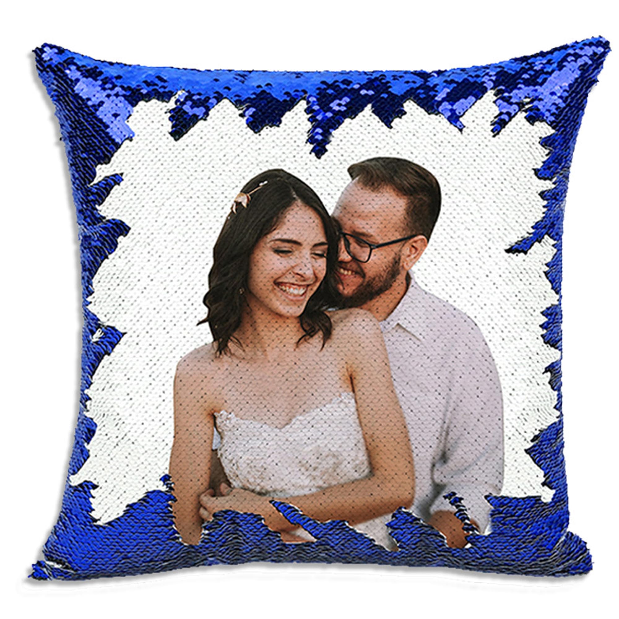 Handimake Custom Sequin Pillow, Custom Love, Couple Pet Photo Pillow Personalized Sequin Throw Pillow Sequins Magic Pillow Cases with Your Loved Ones - Custom Couple Mothers Day Memorial Gifts